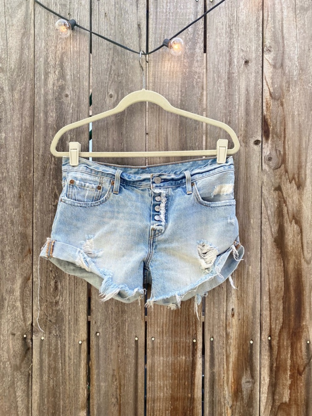 Light Wash Distressed Denim Women’s Shorts - Levi’s